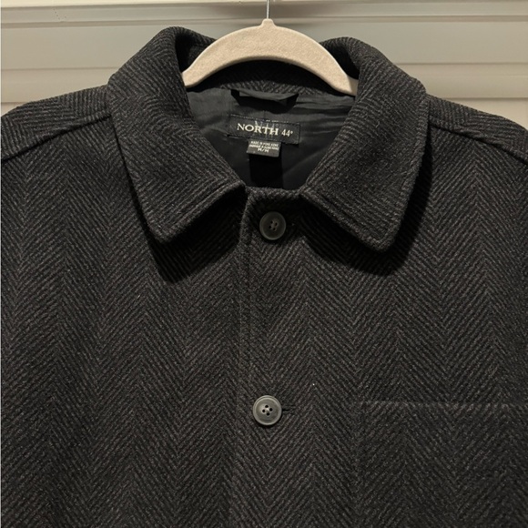 Men’s Wool Blend Herringbone Shacket Coat North 44 Degrees Size M Charcoal Gray - Picture 6 of 16